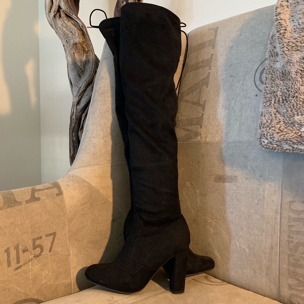 Black Suede Knee High Boots (worn twice!)